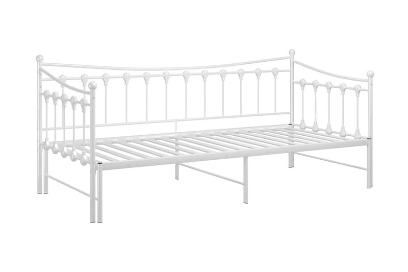 Utdragbar sängram bäddsoffa vit metall 90x200 cm - Vit - Möbler - Soffa - Bäddsoffa