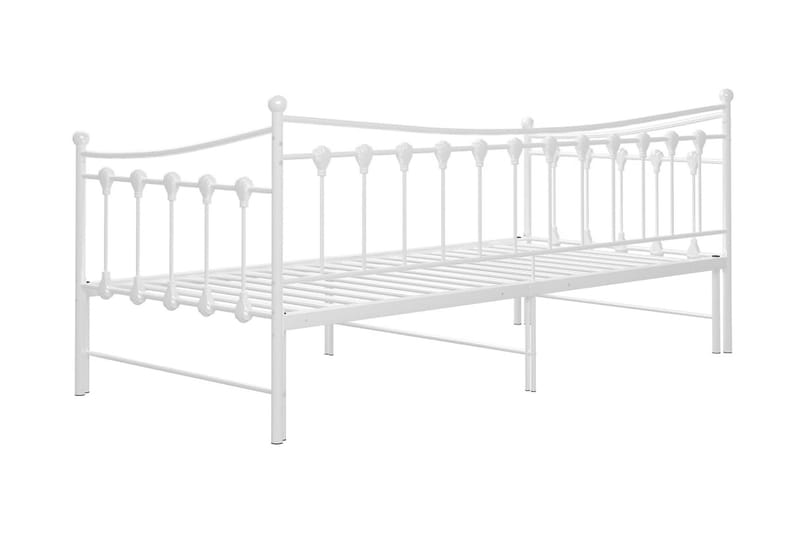 Utdragbar sängram bäddsoffa vit metall 90x200 cm - Vit - Möbler - Soffa - Bäddsoffa