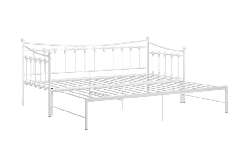 Utdragbar sängram bäddsoffa vit metall 90x200 cm - Vit - Möbler - Soffa - Bäddsoffa