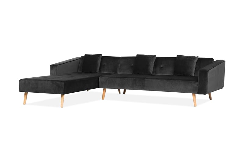 Vadso Hörnsoffa 303 cm - Svart - Bäddsoffa - Bäddsoffa divan