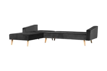 Vadso Vänster Längsbäddad Bäddsoffa 100x270 cm i Sammet - Antracit - Möbler - Soffa - Bäddsoffa