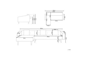 Vadso Vänster Längsbäddad Bäddsoffa 100x270 cm i Sammet - Antracit - Möbler - Soffa - Bäddsoffa
