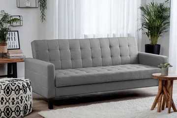 Vehkoo 3-sits Bäddbar Fällbar Rektangulär Bäddsoffa i Tyg - Grå - Möbler - Soffa - Bäddsoffa