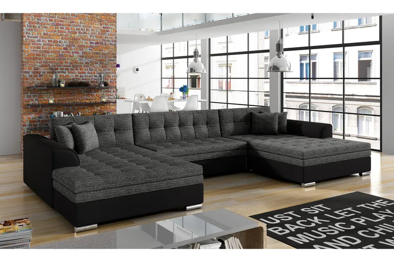 Ventolia Hörnbäddsoffa Universal - Grå/Svart - Möbler - Soffa - Bäddsoffa