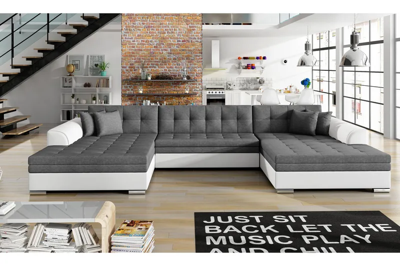 Ventolia Hörnbäddsoffa Universal - Grå/Vit - Möbler - Soffa - Bäddsoffa