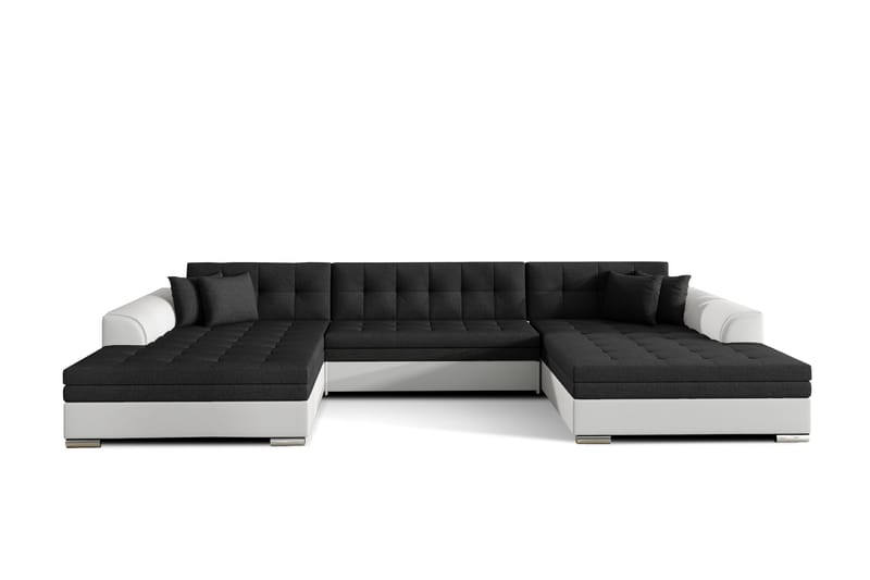 Ventolia Hörnbäddsoffa Universal, Svart/Vit