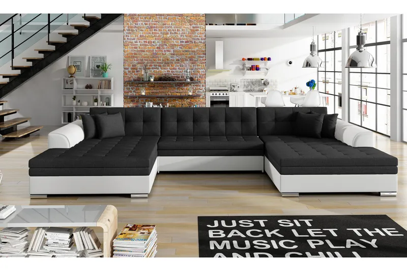 Ventolia Hörnbäddsoffa Universal - Svart/Vit - Möbler - Soffa - Bäddsoffa