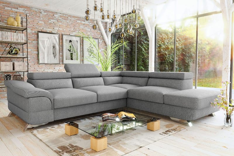 View Bäddsoffa 3-sits med Schäslong Höger - Ljusgrå - Möbler - Soffa - Bäddsoffa