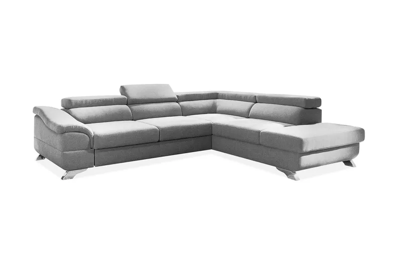 View Bäddsoffa 3-sits med Schäslong Höger, Ljusgrå