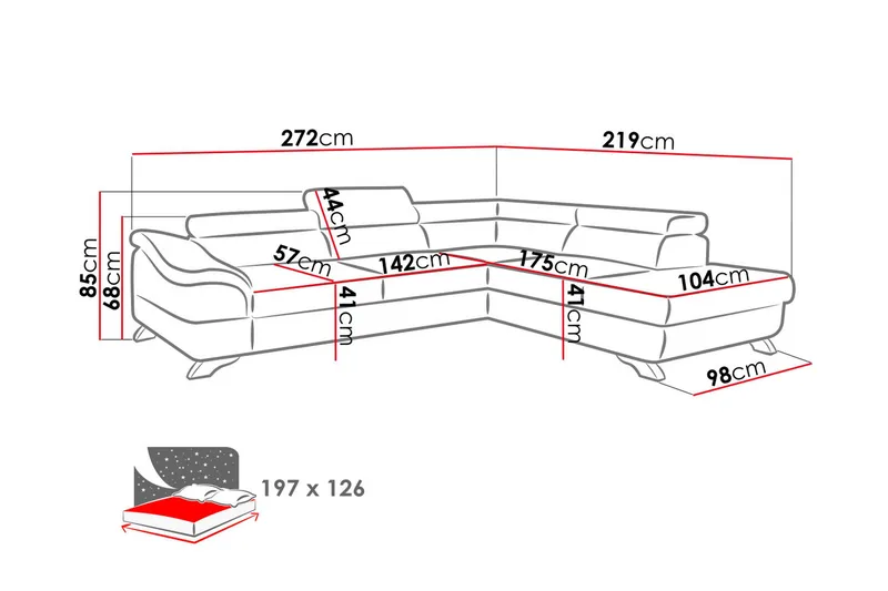 View Bäddsoffa 3-sits med Schäslong Vänster - Mörkgrå - Möbler - Soffa - Bäddsoffa