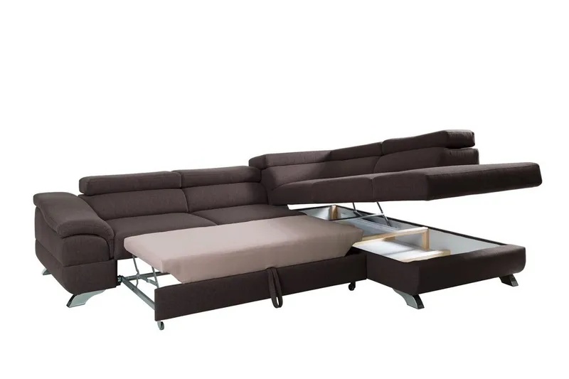 View Bäddsoffa 3-sits med Schäslong Vänster - Mörkgrå - Möbler - Soffa - Bäddsoffa