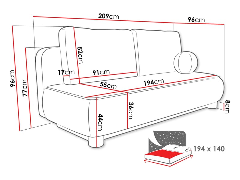 Villoruela Bäddsoffa 3-sits - Brun - Möbler - Soffa - Bäddsoffa