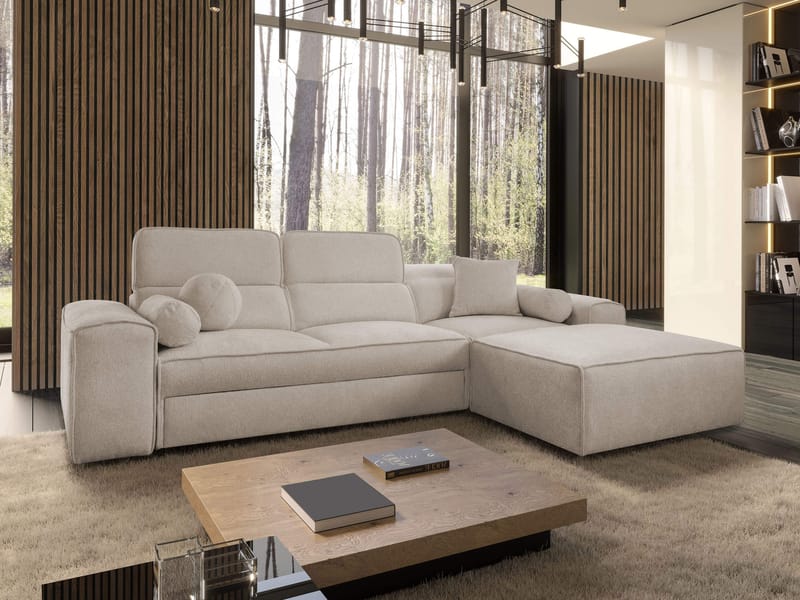 Vitoran 3-sits Bäddsoffa med Divan Högervänd - Beige - Möbler - Soffa - Bäddsoffa