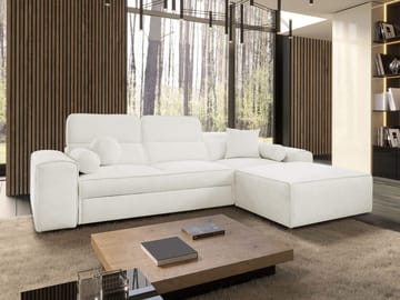 Vitoran 3-sits Bäddsoffa med Divan Högervänd - Vit - Möbler - Soffa - Bäddsoffa