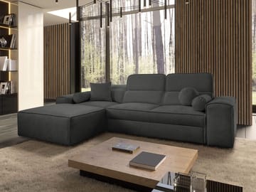 Vitoran 3-sits Bäddsoffa med Divan Vänstervänd - Antracit - Möbler - Soffa - Bäddsoffa