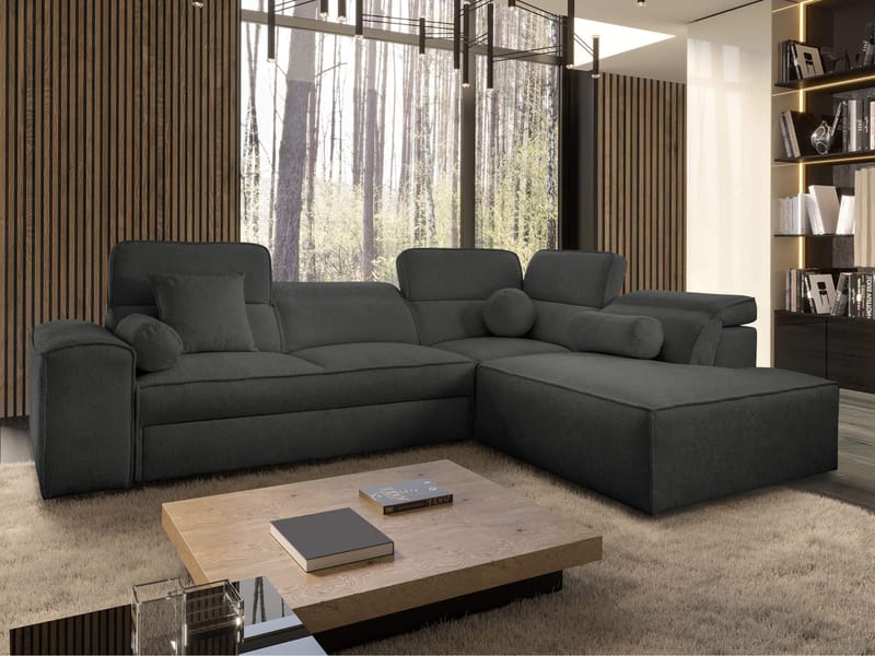 Vitoran 3-sits Bäddsoffa med Schäslong Högervänd - svart - Möbler - Soffa - Bäddsoffa