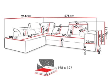 Vitoran 3-sits Bäddsoffa med Schäslong Vänstervänd - ljusgrå - Möbler - Soffa - Bäddsoffa