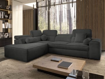 Vitoran 3-sits Bäddsoffa med Schäslong Vänstervänd - svart - Möbler - Soffa - Bäddsoffa