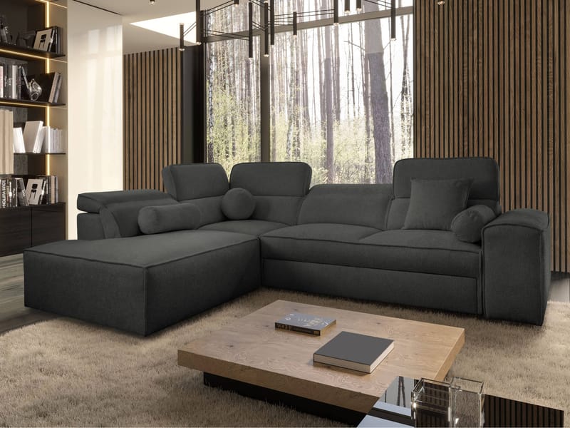 Vitoran 3-sits Bäddsoffa med Schäslong Vänstervänd - svart - Möbler - Soffa - Bäddsoffa