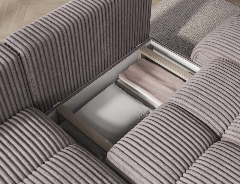Vittario 3-sits Bubblig Bäddsoffa med Divan och förvaring Vänster - Modullo 03 - Möbler - Soffa - Bäddsoffa