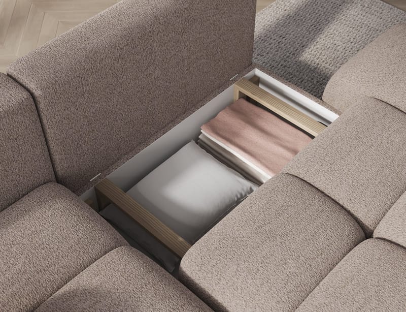 Vittario 3-sits Bubblig Bäddsoffa med Divan och förvaring Vänster - Royal 18 - Möbler - Soffa - Bäddsoffa