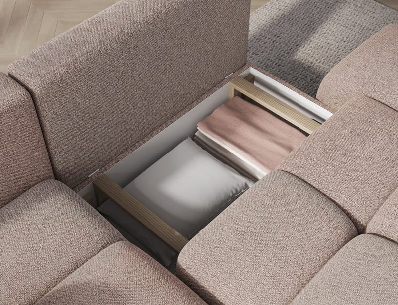 Vittario 3-sits Bubblig Bäddsoffa med Divan och förvaring Vänster - Xillar 20 - Möbler - Soffa - Bäddsoffa