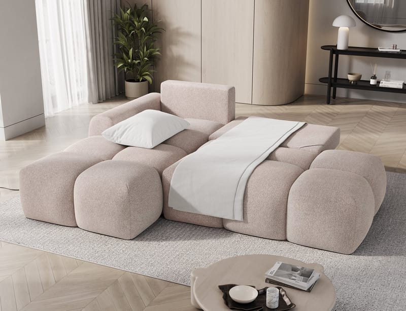 Vittario 3-sits Bubblig Bäddsoffa med Divan och förvaring Vänster - Xillar 20 - Möbler - Soffa - Bäddsoffa