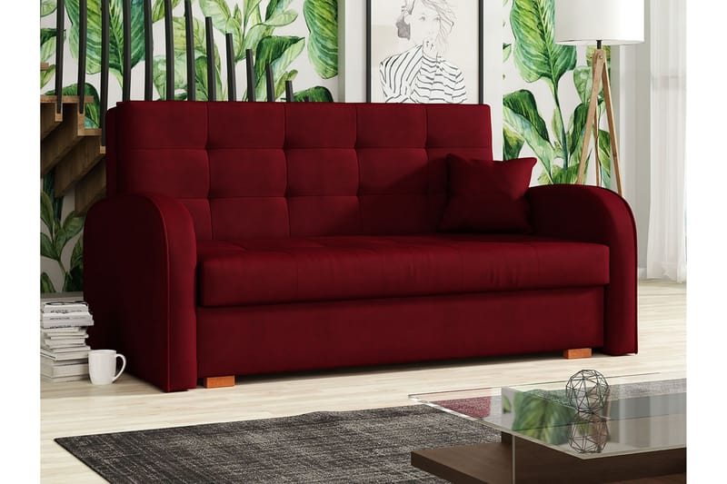 Viva Bäddsoffa 153x98x85 cm - Röd - Bäddsoffa - Bäddsoffa divan - Sammetssoffa