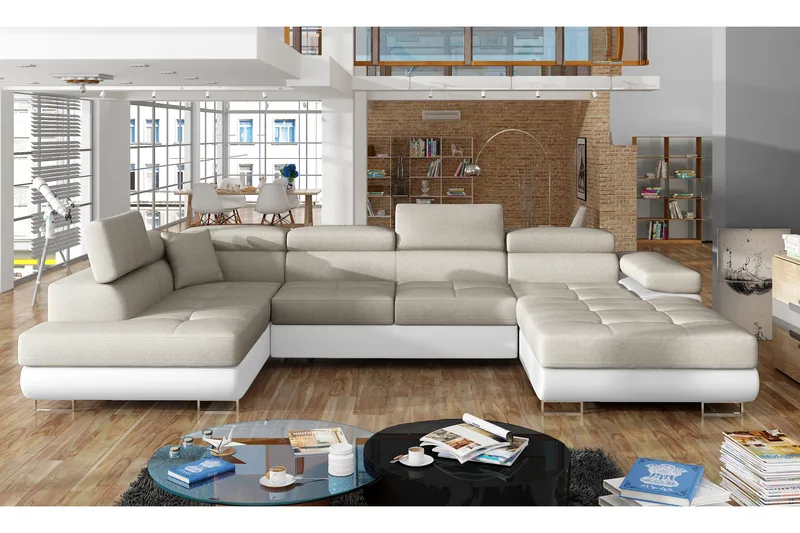 Vueltas Hörnbäddsoffa, Beige/Vit