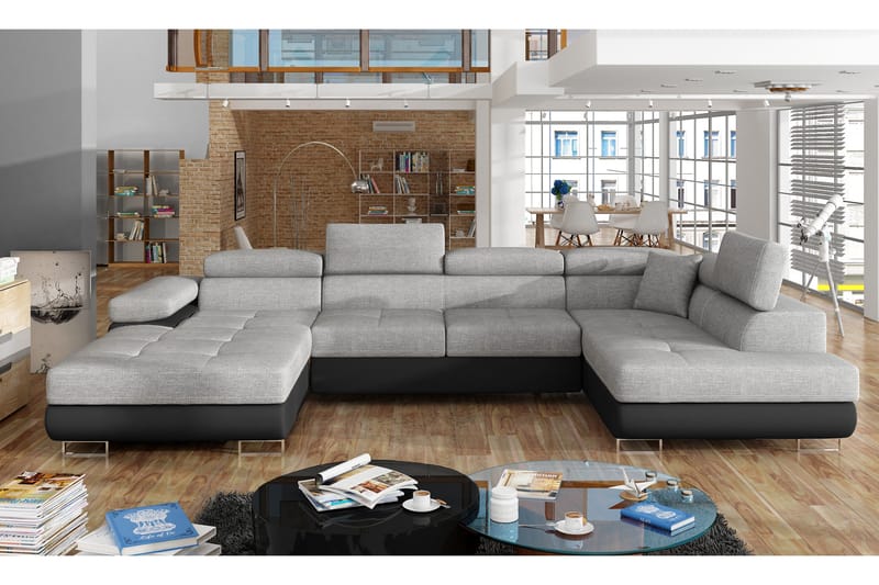 Vueltas Hörnbäddsoffa, Grå/Svart