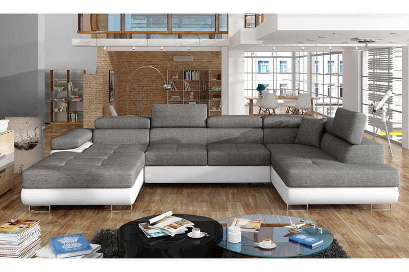 Vueltas Hörnbäddsoffa, Grå/Vit