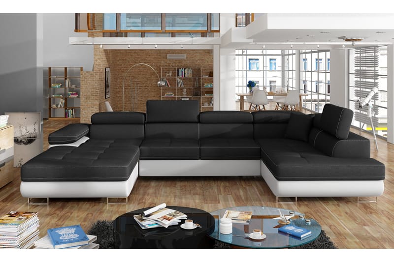 Vueltas Hörnbäddsoffa - Svart/Vit - Möbler - Soffa - Bäddsoffa