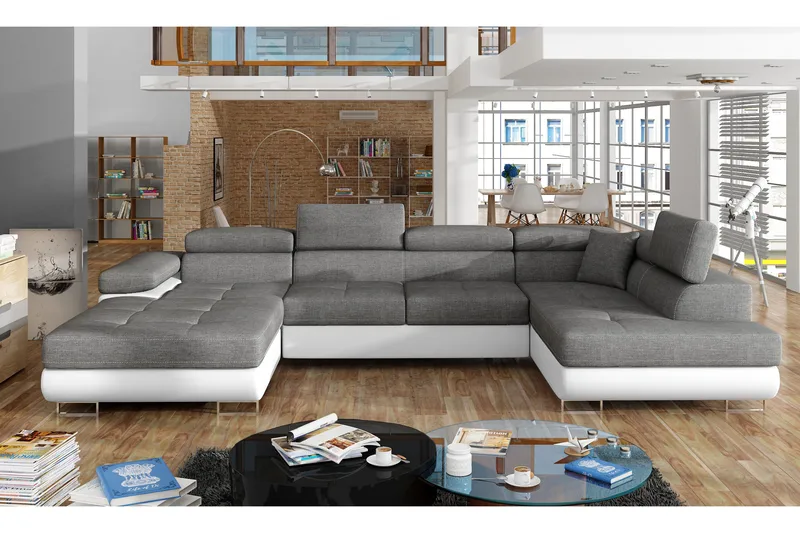 Vueltas Vänstervänd Hörnbäddsoffa 125x266 cm med Förvaring, Mellangrå