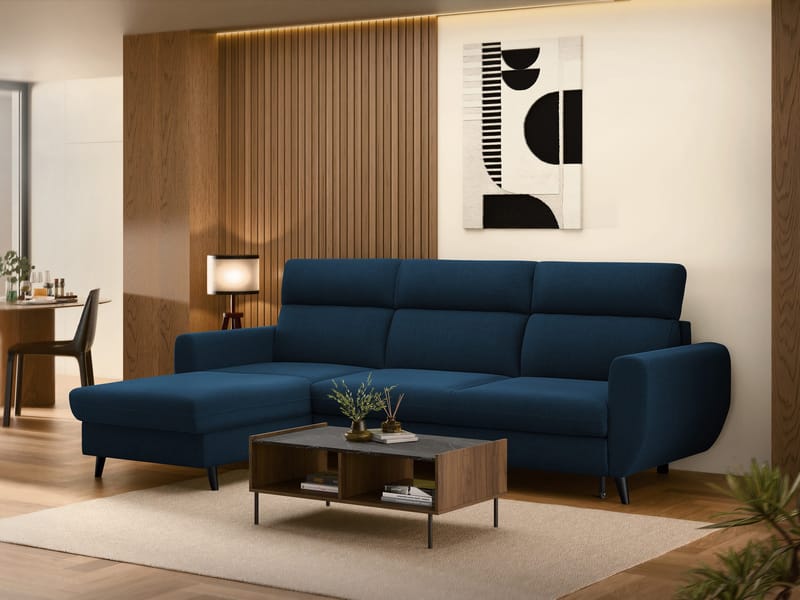 Vylon 3-sits Bäddsoffa med divan - Blå - Möbler - Soffa - Bäddsoffa