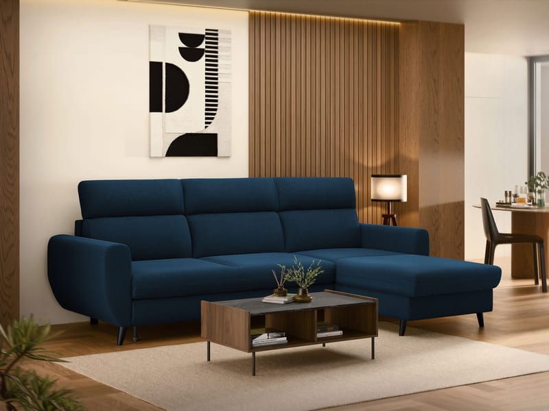 Vylon 3-sits Bäddsoffa med divan - Blå - Möbler - Soffa - Bäddsoffa