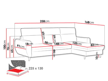 Vylon 3-sits Bäddsoffa med divan - grå - Möbler - Soffa - Bäddsoffa