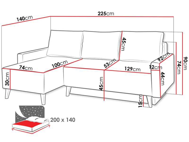 Waldsten 3-sits Bäddsoffa med Divan - Gul - Möbler - Soffa - Bäddsoffa