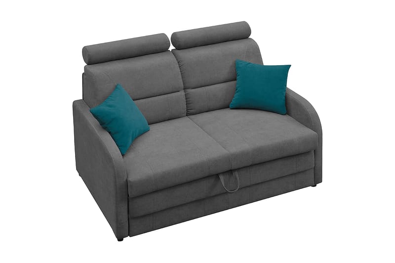 Wibaro Bäddsoffa 144x91x117 cm - Grå - Bäddsoffa - Bäddsoffa 2 sits - Sammetssoffa