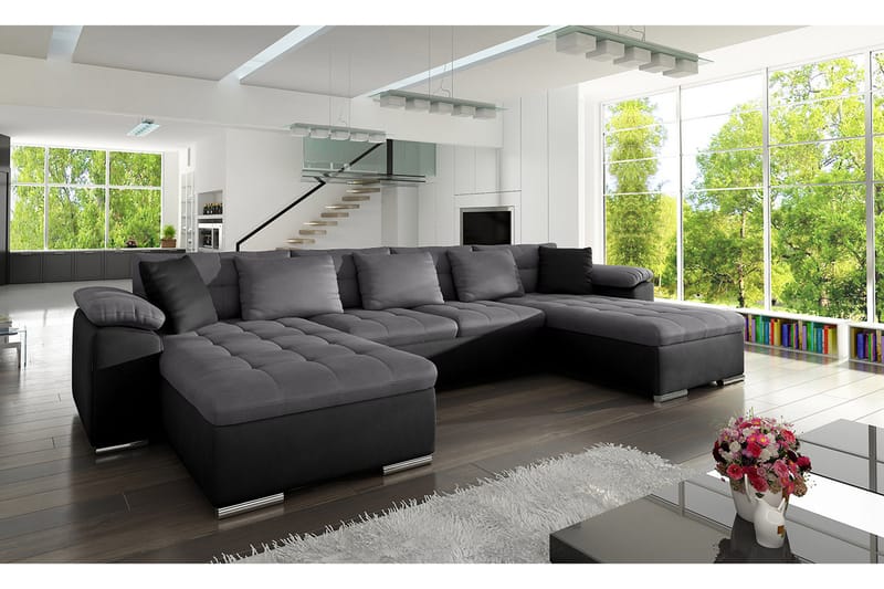 Wicenza U-Bäddsoffa 375x155x76 cm Universal - Svart/Grå - Möbler - Soffa - Bäddsoffa