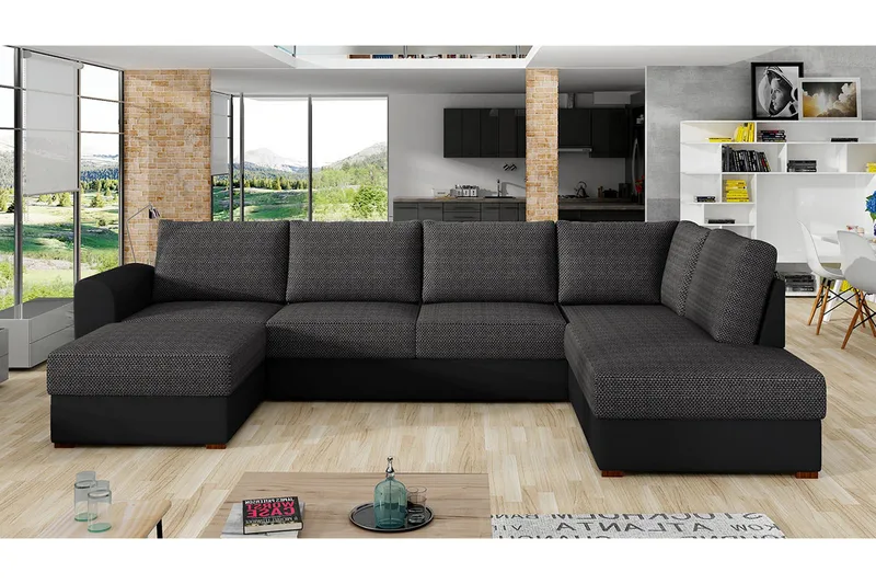 Wilma 6-sits Bäddsoffa - Mörkgrå/Svart - Möbler - Soffa - Bäddsoffa