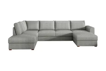 Wilma 6-sits Bäddsoffa med Schäslong i Tyg med Träben - Grå - Möbler - Soffa - Bäddsoffa