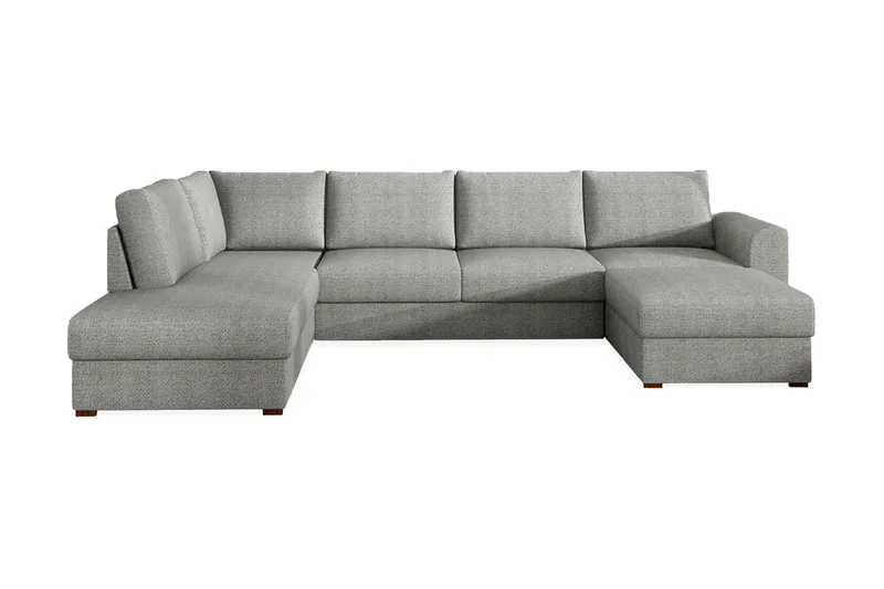 Wilma 6-sits Bäddsoffa med Schäslong i Tyg med Träben - Grå - Möbler - Soffa - Bäddsoffa