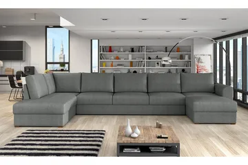 Wilma Bäddbar Längsbäddad Bäddsoffa 141x340 cm med Förvaring i Tyg - Grå - Möbler - Soffa - Bäddsoffa