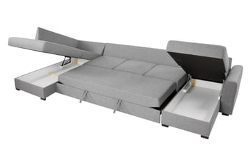 Wilma Bäddbar Längsbäddad Bäddsoffa 141x340 cm med Förvaring i Tyg - Grå - Möbler - Soffa - Bäddsoffa