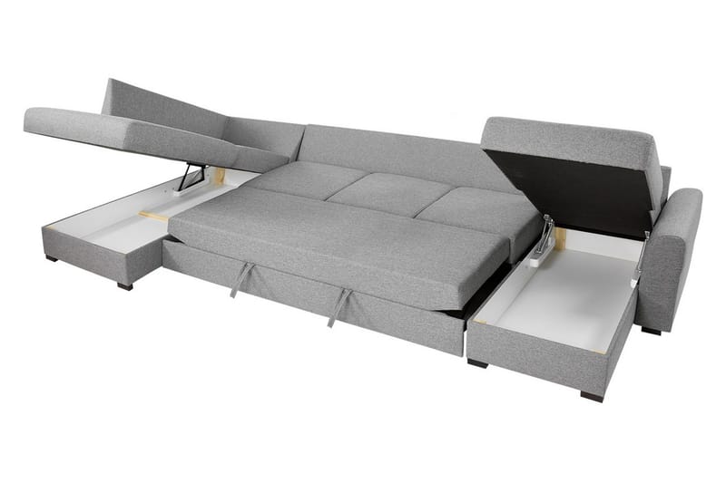 Wilma Bäddbar Längsbäddad Bäddsoffa 141x340 cm med Förvaring i Tyg - Grå - Möbler - Soffa - Bäddsoffa