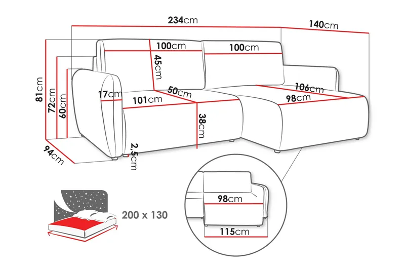 Wymer Bäddsoffa m. Divan 2-sits - Grå - Möbler - Soffa - Bäddsoffa