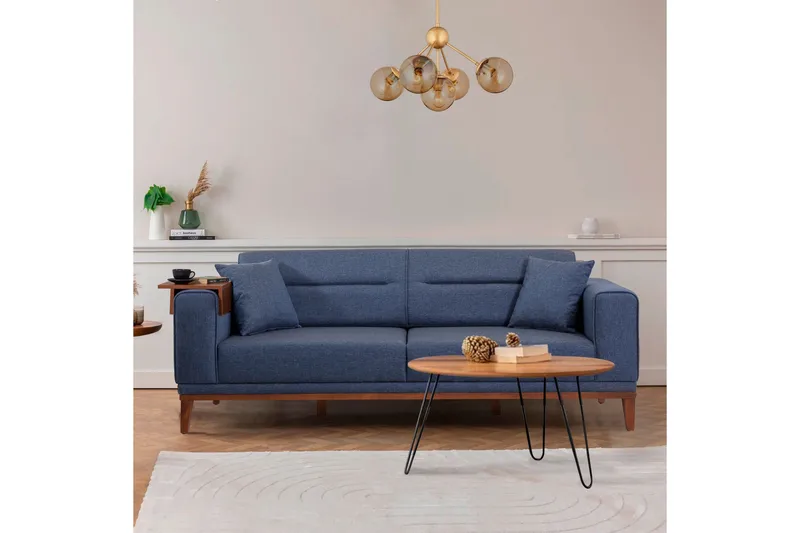 Wyong 3-sits Rektangulär Längsbäddad Bäddsoffa 94x223 cm i Tyg - Blå - Möbler - Soffa - Bäddsoffa