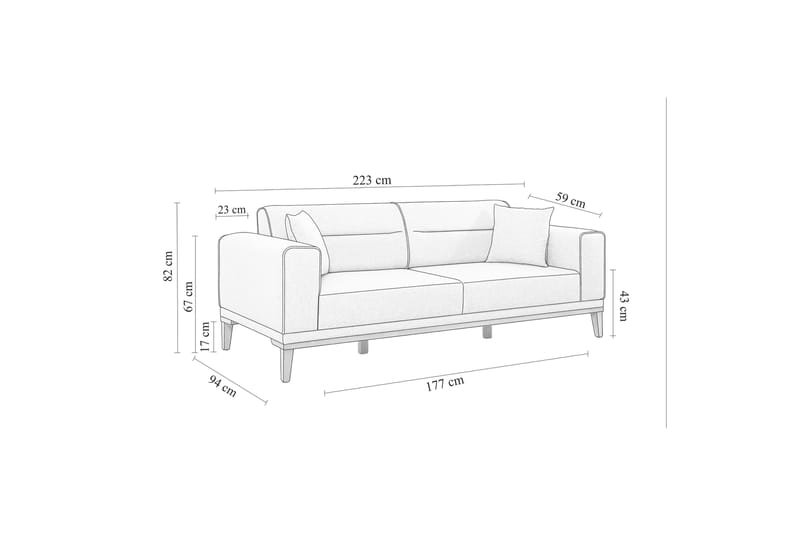 Wyong Bäddsoffa 3-sits 223x94 cm - Blå - Möbler - Soffa - Bäddsoffa