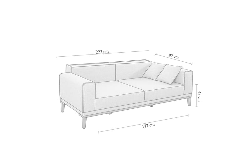 Wyong Bäddsoffa 3-sits 223x94 cm - Blå - Möbler - Soffa - Bäddsoffa