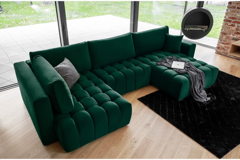 Yorktown U-bäddsoffa Divan Höger - Mörkgrön - Möbler - Soffa - Bäddsoffa